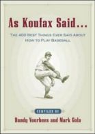As Koufax Said... by Voorhees, Randy New 9780071410144 Fast Free Shipping,,