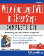 Write Your Legal Will in 3 Easy Steps (Self-Counsel Legal).by Waters New<|