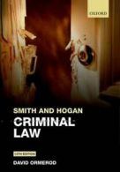 Smith and Hogan's criminal law by David Ormerod (Paperback)