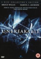 Unbreakable DVD (2001) Bruce Willis, Shyamalan (DIR) cert 12 2 discs